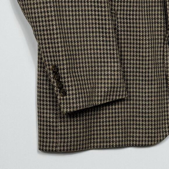 Vintage 80s–90s Oscar de la Renta Men’s Wool Brown Houndstooth Blazer 42L - Picture 4 of 13